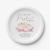 Pumpkin Floral Baby Girl Shower Papieren Bordje (Voorkant)