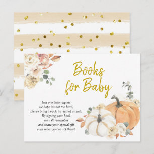 Pumpkin Floral Baby shower Books voor Baby Uitnodiging Briefkaart