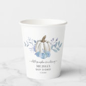 Pumpkin Floral Baby shower Dusty Blue Papieren Bekers (Achterkant)