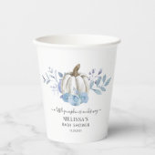 Pumpkin Floral Baby shower Dusty Blue Papieren Bekers (Voorkant)