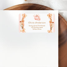 Pumpkin Floral Baby Shower Return Address Label