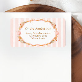 Pumpkin Floral Baby Shower Return Address Label