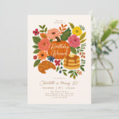 Pumpkin Floral Birthday Brunch Invitation Fall Kaart (Staand voorkant)
