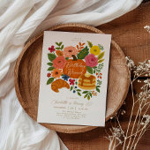 Pumpkin Floral Birthday Brunch Invitation Fall Kaart