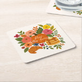 Pumpkin Floral Bless This Home Coaster Fall Kartonnen Onderzetters (Schuin)