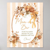 Pumpkin Floral Bow Baby Shower Mom-osa Bar Poster (Voorkant)