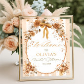 Pumpkin Floral Bow Bridal Shower Welcome Poster