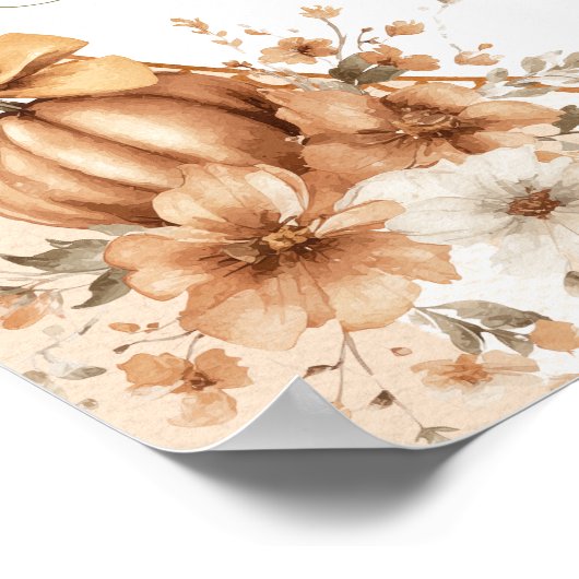 Pumpkin Floral Bow Bridal Shower Welcome Poster (Hoek)