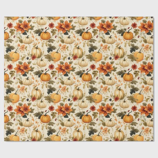 Pumpkin Floral Cadeaupapier (Vlak)