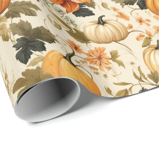 Pumpkin Floral Cadeaupapier (Rol Hoek)