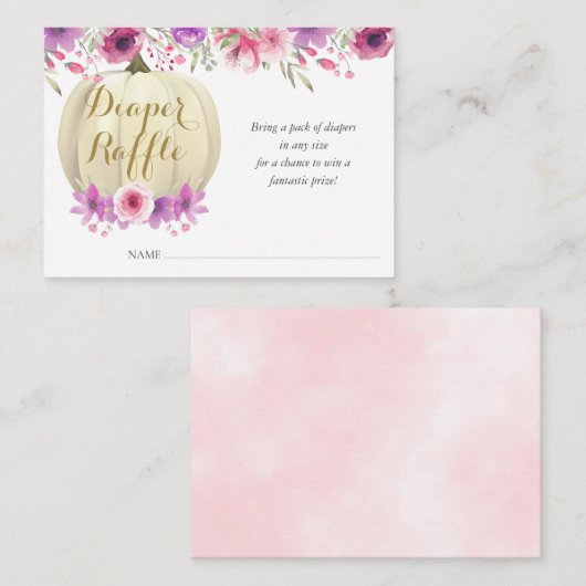 Pumpkin Floral Diaper Baby shower Enclosure Informatiekaartje (Voorkant / Achterkant)