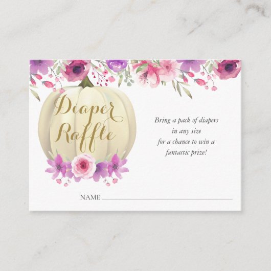 Pumpkin Floral Diaper Baby shower Enclosure Informatiekaartje (Voorkant)