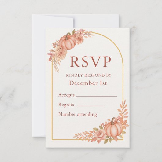 Pumpkin Floral Fall Baby Shower RSVP Card (Voorkant)