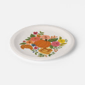 Pumpkin Floral Fall Thanksgiving Paper Plates Papieren Bordje (Gekanteld)