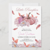 Pumpkin Floral Girl Baby shower Kaart (Voorkant)