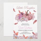 Pumpkin Floral Girl Baby shower Kaart (Voorkant / Achterkant)