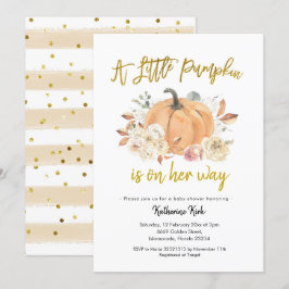 Pumpkin Floral Girl Baby shower Kaart