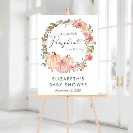 Pumpkin Floral Girl Baby shower Welkom Acryl Bord
