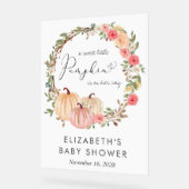Pumpkin Floral Girl Baby shower Welkom Acryl Bord (Hoek)