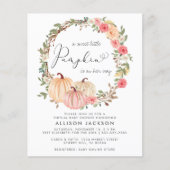 Pumpkin Floral Girl Virtual Baby shower Invitation (Voorkant)