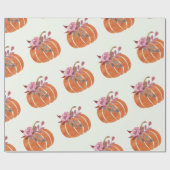 Pumpkin Floral Girly Birthday Cadeaupapier (Vlak)