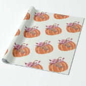 Pumpkin Floral Girly Birthday Cadeaupapier (Uitgerold)