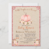 Pumpkin Floral Glitter Baby shower Invitation Kaart (Voorkant)