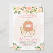 Pumpkin Floral Glitter Girl Birthday Uitnodiging (Voorkant)