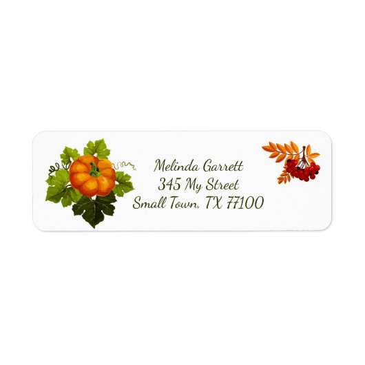 Pumpkin Floral Herfst Thanksgiving Aangepast adres Etiket (Voorkant)