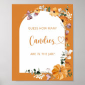 Pumpkin-floral schat hoeveel snoepjes poster (Voorkant)