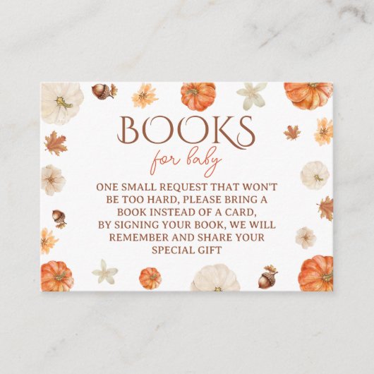 Pumpkin Floral Schattige Baby shower Boekaanvraag Informatiekaartje (Voorkant)