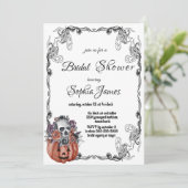 pumpkin floral skull halloween bridal shower kaart (Staand voorkant)