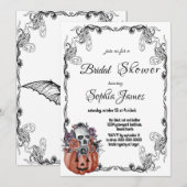 pumpkin floral skull halloween bridal shower kaart (Voorkant / Achterkant)