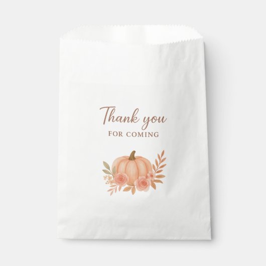 Pumpkin Floral Thank You For Coming Fall Favor Bag Bedankzakje (Voorkant)
