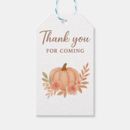 Pumpkin Floral Thank You For Coming Favor Gift Tag Cadeaulabel