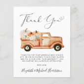 Pumpkin Floral Truck Baby shower Dank u kaart (Voorkant)