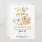 Pumpkin Floral Twins Baby shower Invitation Kaart (Voorkant)