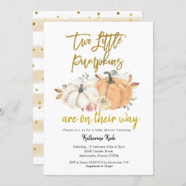 Pumpkin Floral Twins Baby shower Invitation Kaart