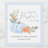 Pumpkin Floral Waterverf Baby Boy Shower Wijn Etiket (Enkel label)