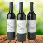 Pumpkin Floral Waterverf Baby Boy Shower Wijn Etiket