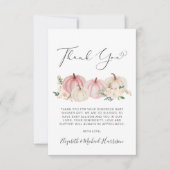 Pumpkin Floral Waterverf Baby Girl Shower Bedankkaart (Voorkant)