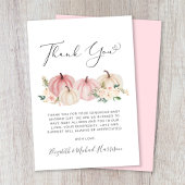 Pumpkin Floral Waterverf Baby Girl Shower Bedankkaart