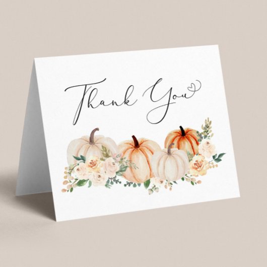 Pumpkin Floral Waterverf Baby shower Bedankkaart