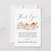 Pumpkin Floral Waterverf Baby shower Bedankkaart (Voorkant)