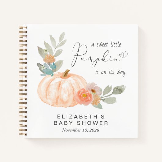 Pumpkin Floral Waterverf Baby shower Guest Book Notitieboek (Voorkant)