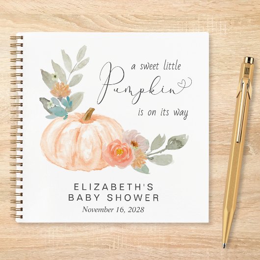 Pumpkin Floral Waterverf Baby shower Guest Book Notitieboek