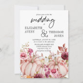 Pumpkin Floral Wedding Invita Kaart (Voorkant)