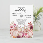 Pumpkin Floral Wedding Invita Kaart (Staand voorkant)