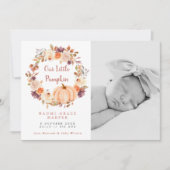 Pumpkin Floral Wreath Photo Birth Aankondiging (Voorkant)