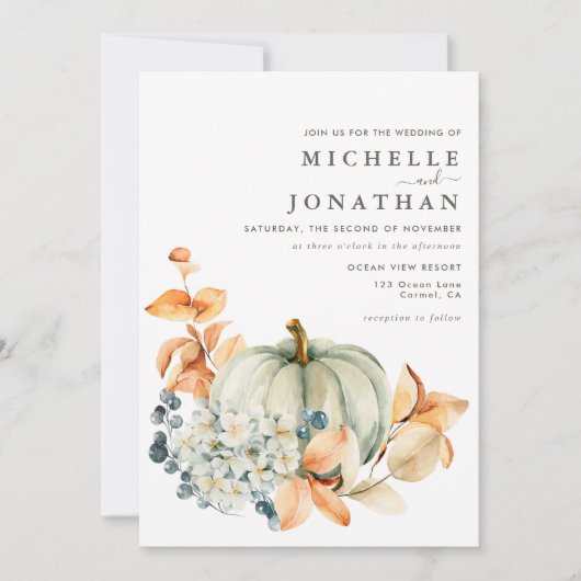 Pumpkin & Florals Weddenschap Uitnodiging tot valk (Voorkant)